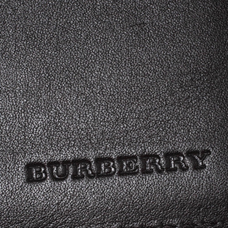 Pre Owned Burberry Charcoal Check Grafitti Print Coated Canvas Bifold Wallet