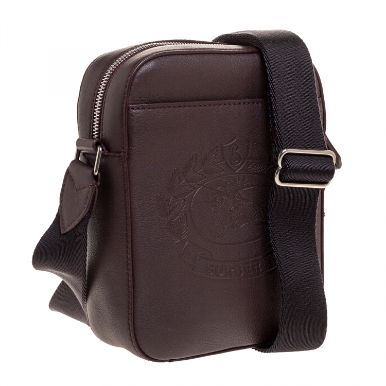Pre Owned Burberry Oxblood Leather Thornton Crossbody Bag 