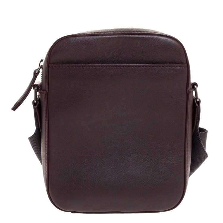 Pre Owned Burberry Oxblood Leather Thornton Crossbody Bag 