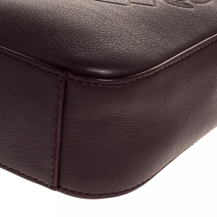 Pre Owned Burberry Oxblood Leather Thornton Crossbody Bag 