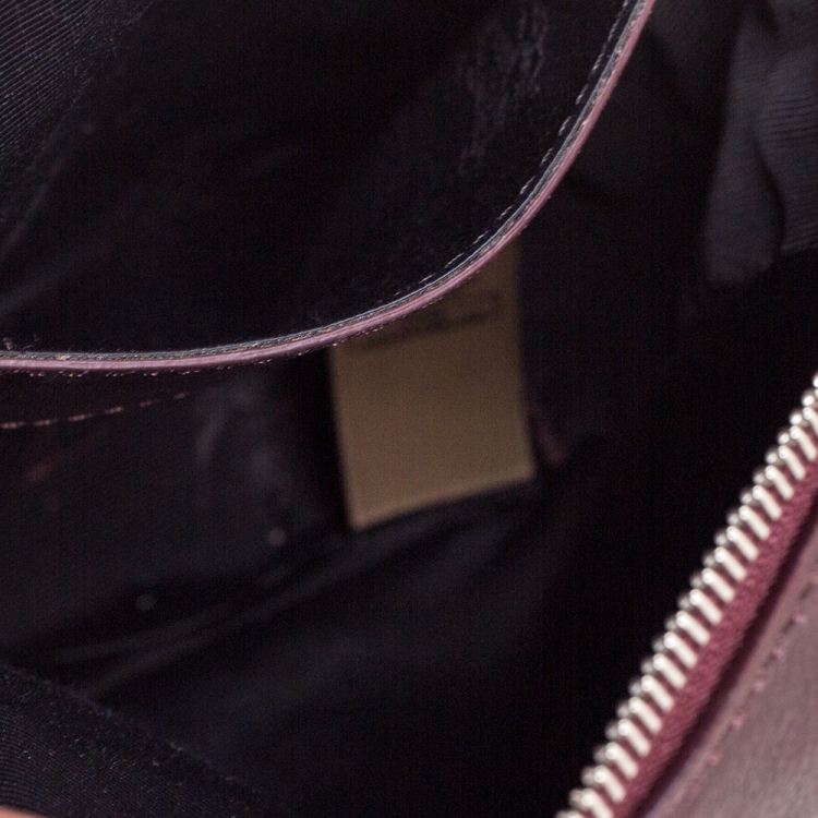 Pre Owned Burberry Oxblood Leather Thornton Crossbody Bag 