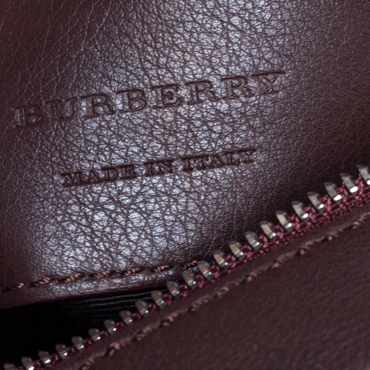 Pre Owned Burberry Oxblood Leather Thornton Crossbody Bag 
