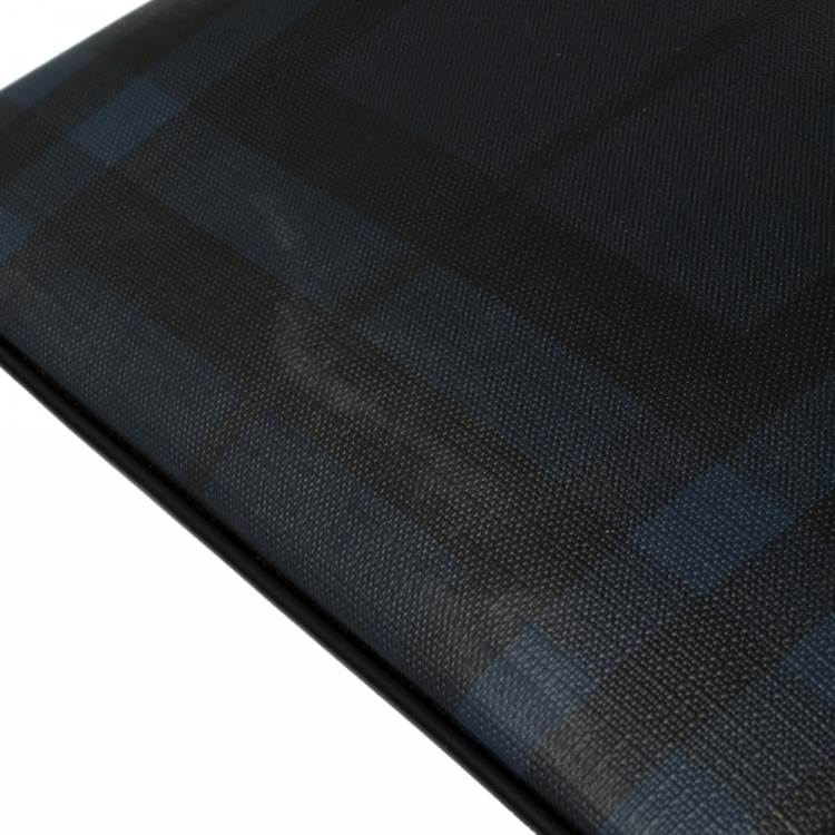 Pre Owned Burberry Navy Blue/Black London Check Coated Canvas Beckley Slim Messenger Bag
