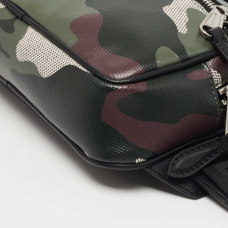 Pre Owned Burberry Mangrove Green Coated Canvas and Leather West Belt Bag