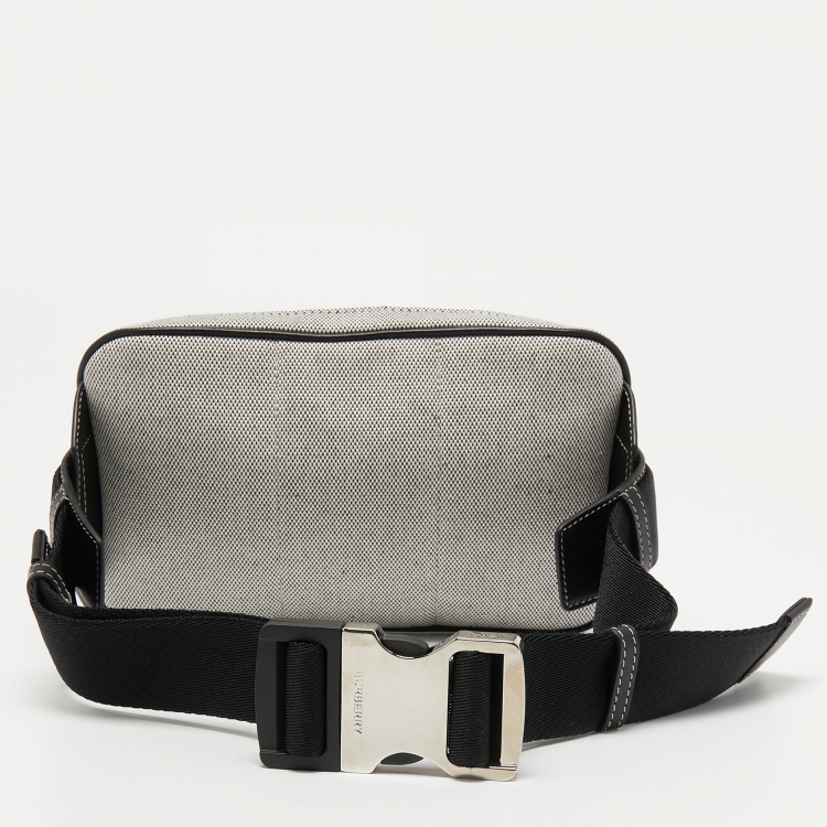 Pre Owned Burberry Grey Canvas and Leather West Belt Bag