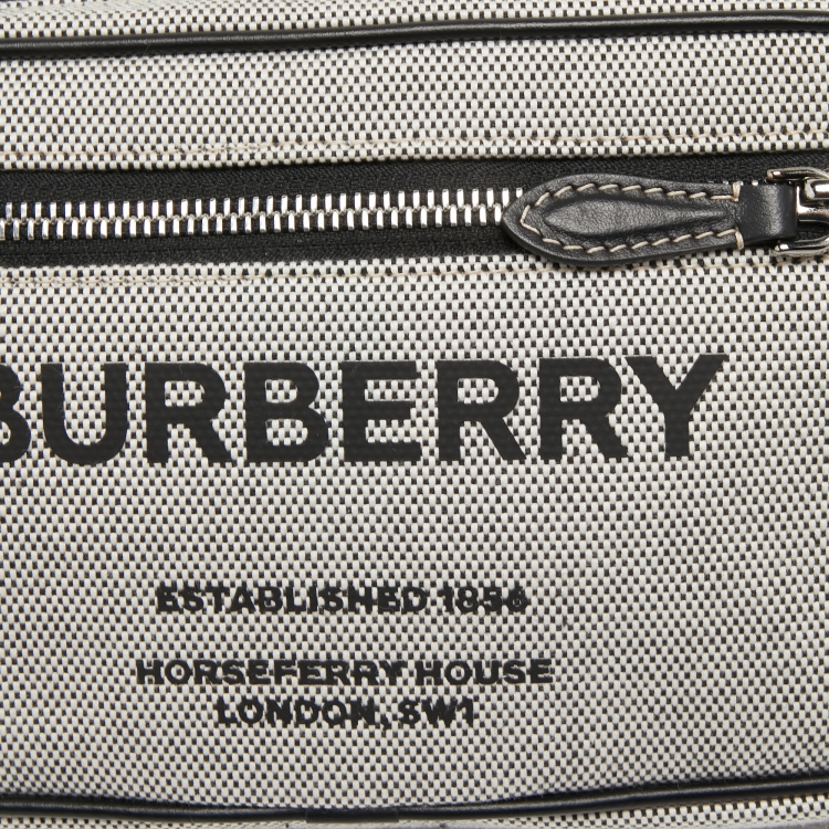 Pre Owned Burberry Grey Canvas and Leather West Belt Bag