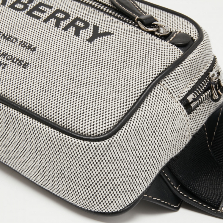 Pre Owned Burberry Grey Canvas and Leather West Belt Bag
