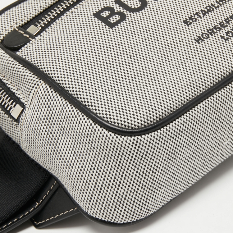 Pre Owned Burberry Grey Canvas and Leather West Belt Bag