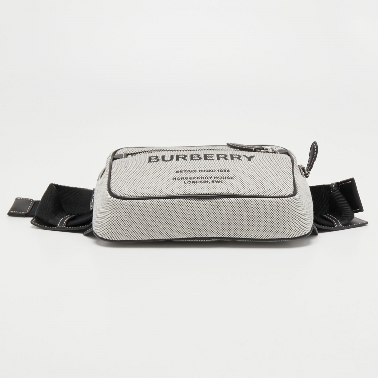 Pre Owned Burberry Grey Canvas and Leather West Belt Bag