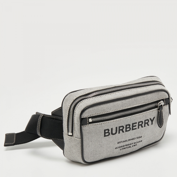 Pre Owned Burberry Grey Canvas and Leather West Belt Bag