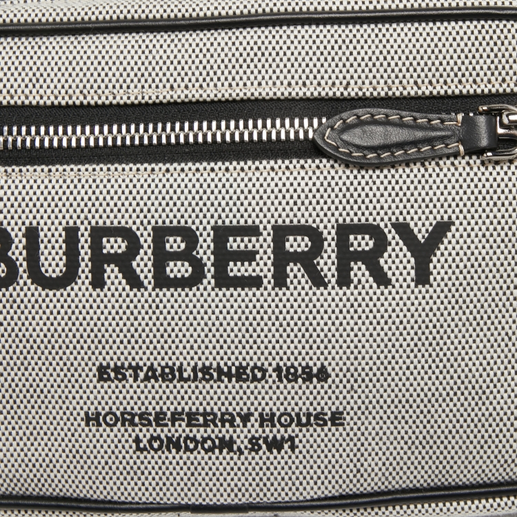 Pre Owned Burberry Grey Canvas and Leather West Belt Bag