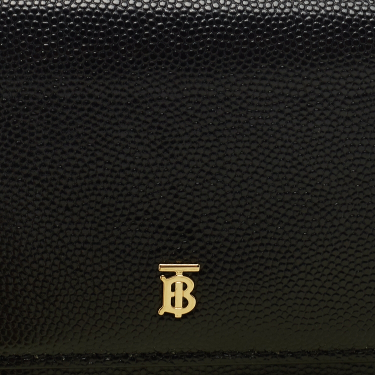 Pre Owned Burberry Black Leather Sidney Trifold Card Case