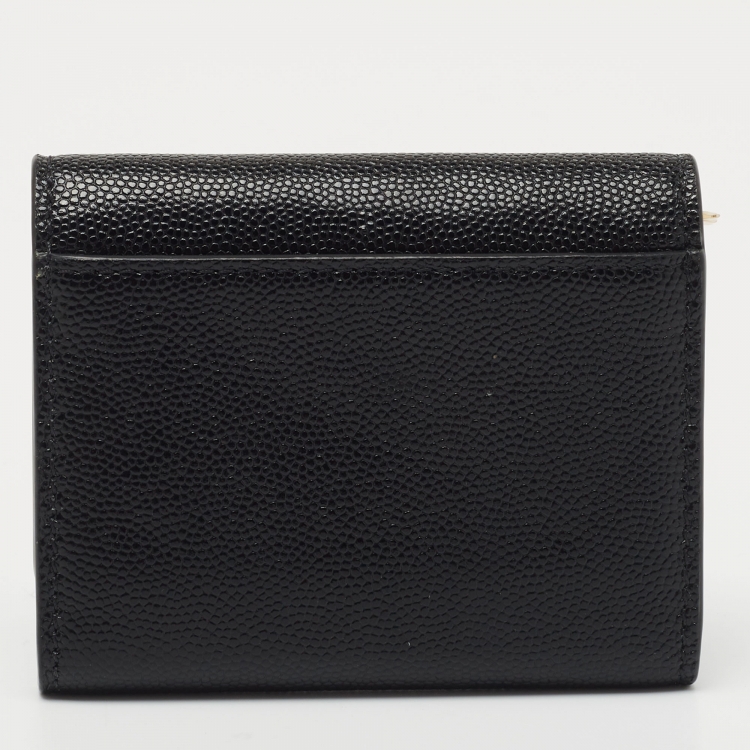 Pre Owned Burberry Black Leather Sidney Trifold Card Case