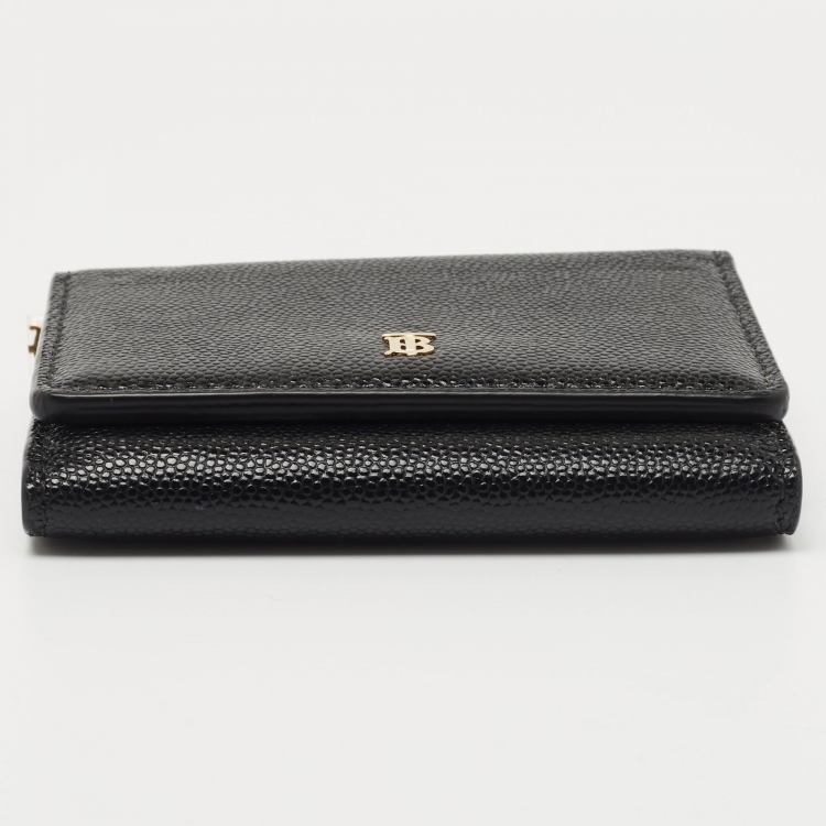 Pre Owned Burberry Black Leather Sidney Trifold Card Case