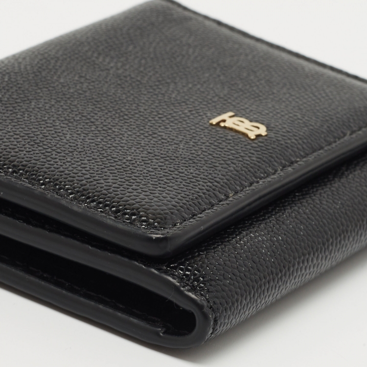 Pre Owned Burberry Black Leather Sidney Trifold Card Case