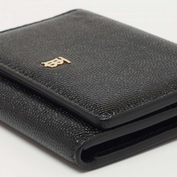 Pre Owned Burberry Black Leather Sidney Trifold Card Case