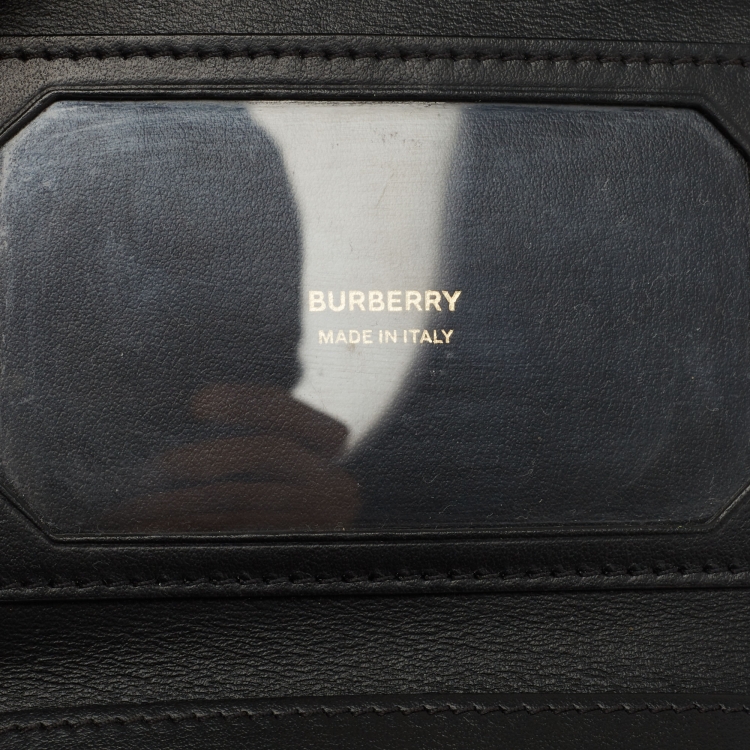 Pre Owned Burberry Black Leather Sidney Trifold Card Case