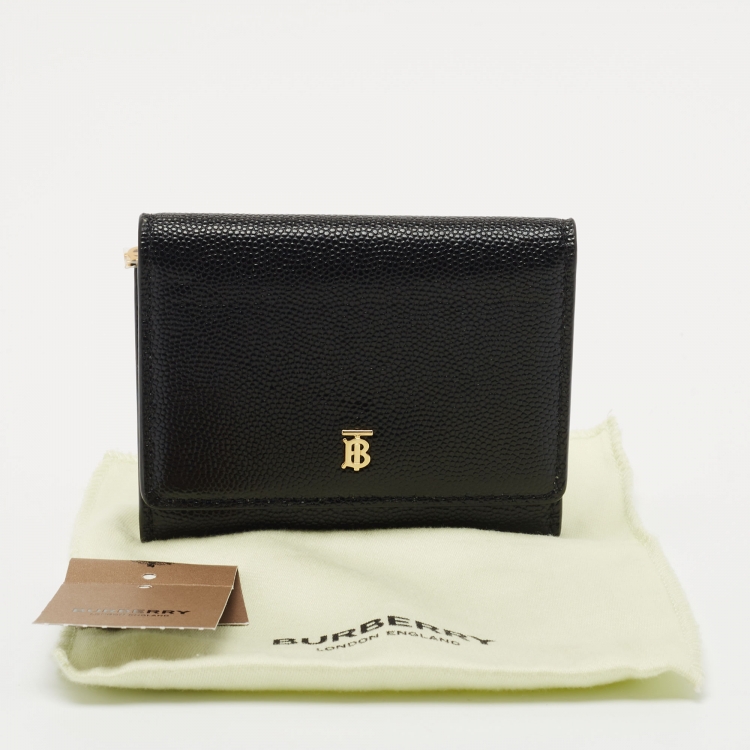 Pre Owned Burberry Black Leather Sidney Trifold Card Case