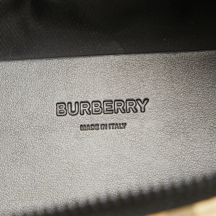 Pre Owned Burberry Black/Beige House Check Nylon Sonny Belt Bag