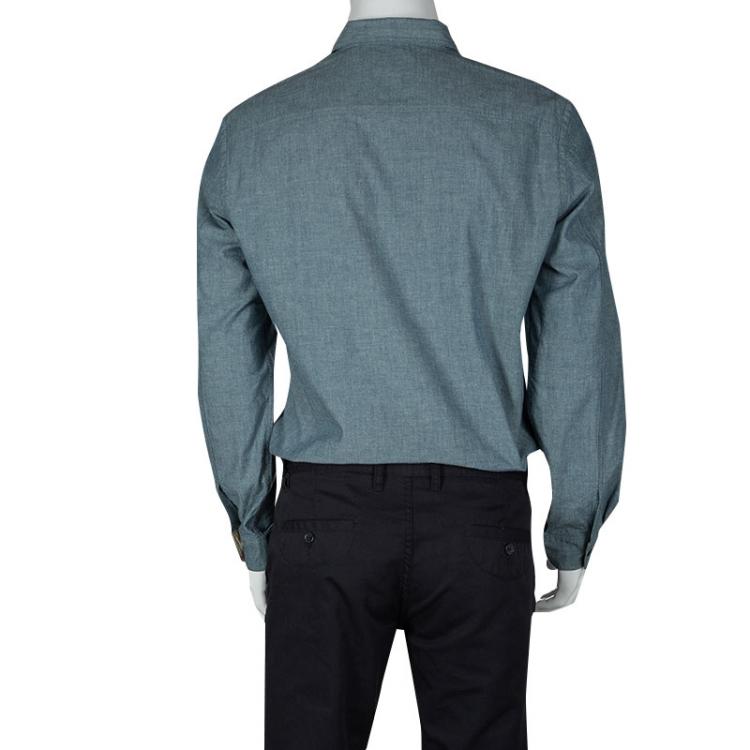 Pre Owned Burberry London Mineral Blue Cotton Long Sleeve Friston Shirt L