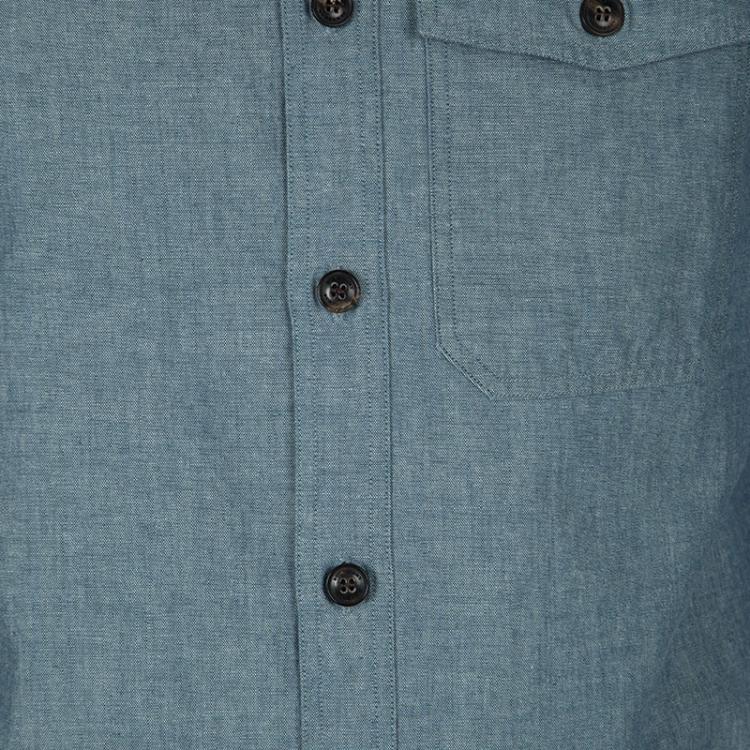 Pre Owned Burberry London Mineral Blue Cotton Long Sleeve Friston Shirt L