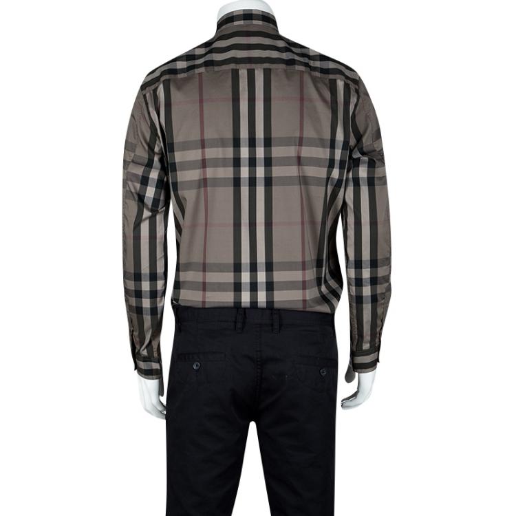 Pre Owned Burberry Pebble Green Checked Long Sleeve Button Front Nelson Shirt L