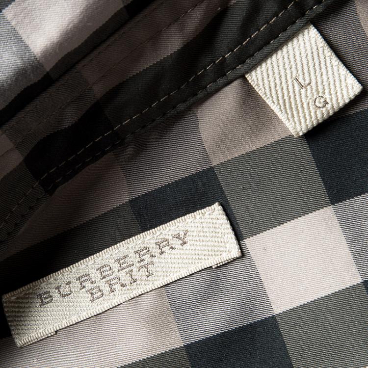 Pre Owned Burberry Pebble Green Checked Long Sleeve Button Front Nelson Shirt L