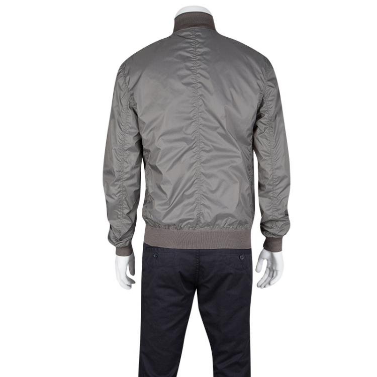 Pre Owned Burberry Brit Stonewashed Grey Zip Front Bomber Jacket M
