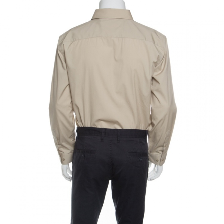 مملوكة مسبقًا Burberry London Beige Stretch Cotton Button Front Modern Fit Shirt L