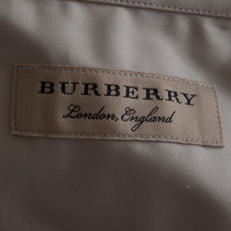 مملوكة مسبقًا Burberry London Beige Stretch Cotton Button Front Modern Fit Shirt L