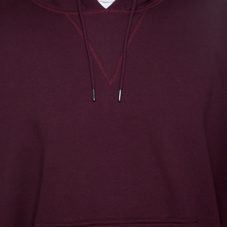 Pre Owned Burberry London Deep Claret Contrast Stripe Detail Hooded Raynor Sweatshirt XL