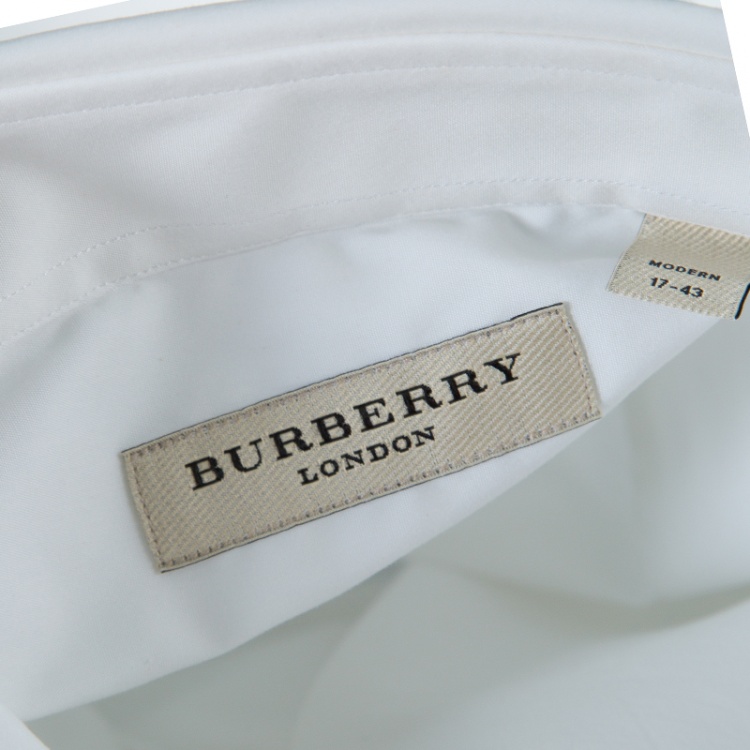 Pre Owned Burberry London White Stretch Cotton Blend Long Sleeve Button Front Shirt XXL