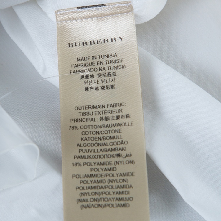 Pre Owned Burberry London White Stretch Cotton Blend Long Sleeve Button Front Shirt XXL