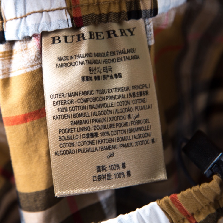 Pre Owned Burberry Brown Novacheck Printed Cotton Drawstring Detail Shorts XL
