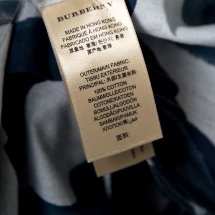 Pre Owned Burberry Brit Blue Floral Printed Cotton Patch Pocket Detail Shirt S