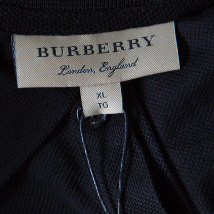 Pre Owned Burberry Black Honeycomb Knit Henningford Polo T-Shirt XL