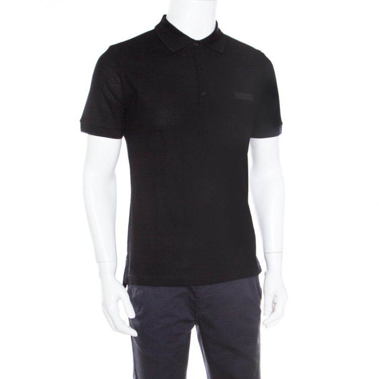 Pre Owned Burberry Black Honeycomb Knit Henningford Polo T-Shirt XL