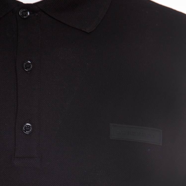 Pre Owned Burberry Black Honeycomb Knit Henningford Polo T-Shirt XL