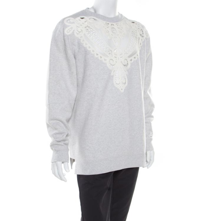 Pre Owned Burberry Grey Melange Cutout Lace Insert Sweatshirt XL