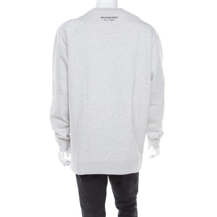 Pre Owned Burberry Grey Melange Cutout Lace Insert Sweatshirt XL