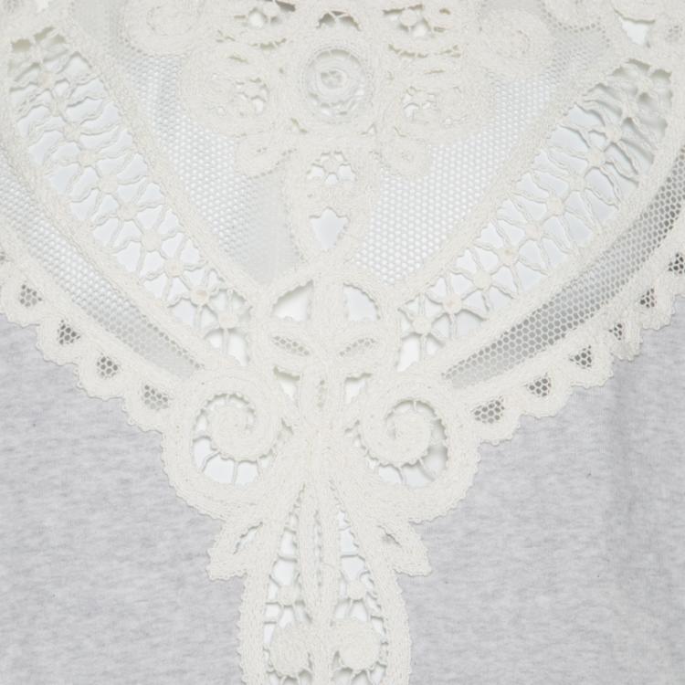 Pre Owned Burberry Grey Melange Cutout Lace Insert Sweatshirt XL