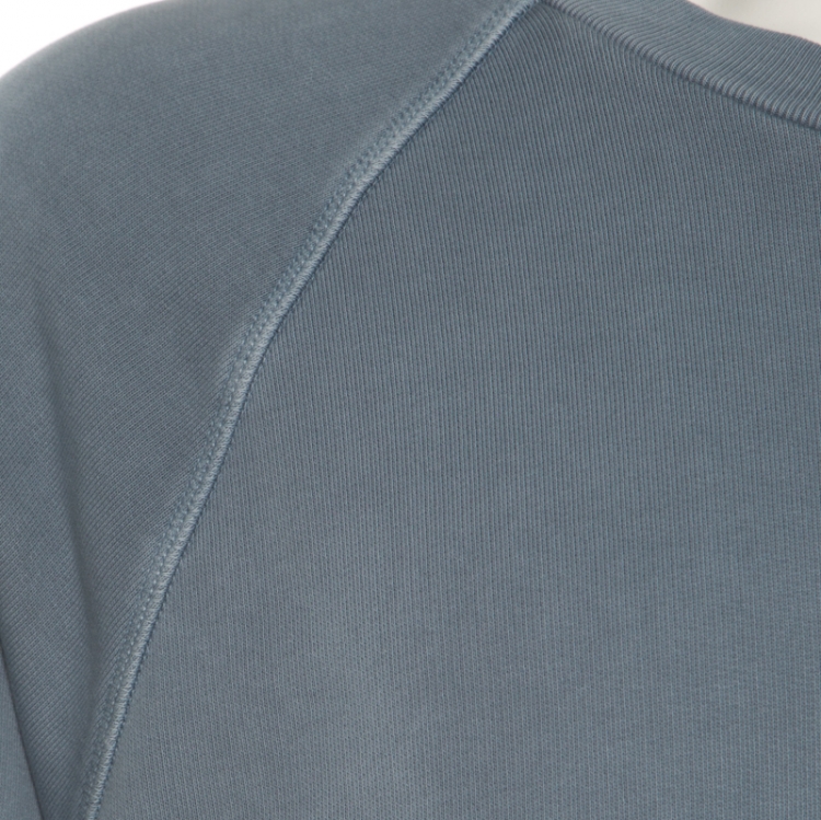 Pre Owned Burberry Dusty Blue Pigment Overdyed Kangaroo Pocket Leeford Sweatshirt L