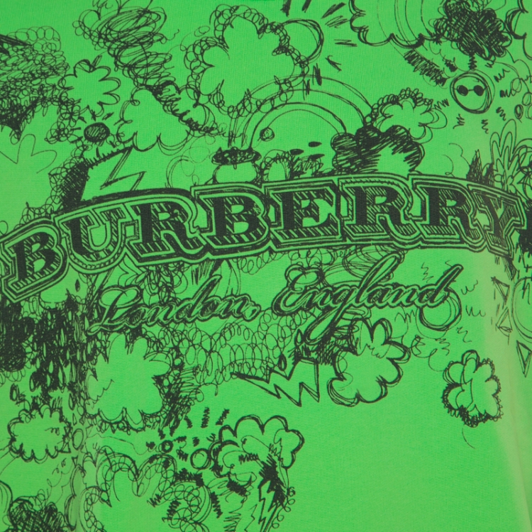 Pre Owned Burberry Bright Apple Green Doodle Print Madon Sweatshirt M