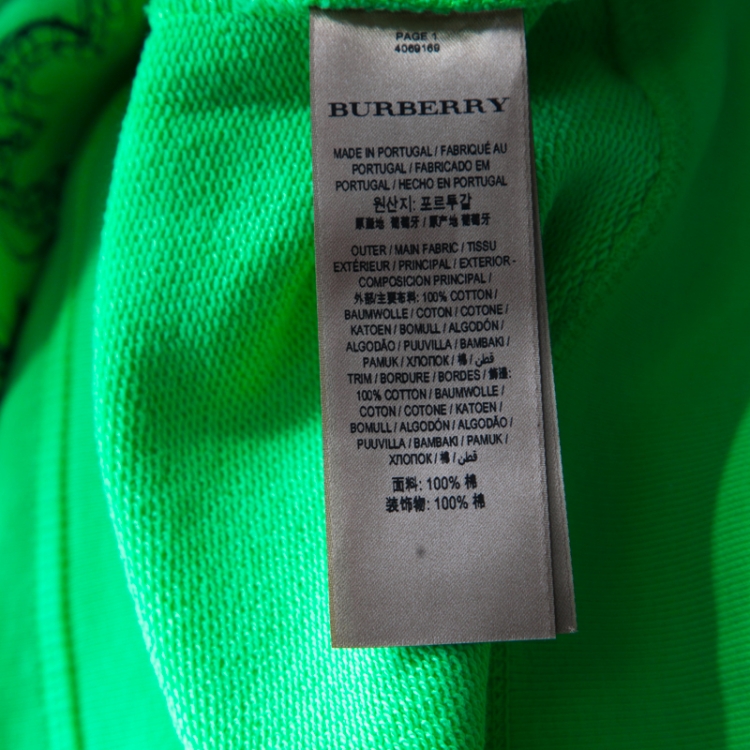 Pre Owned Burberry Bright Apple Green Doodle Print Madon Sweatshirt M