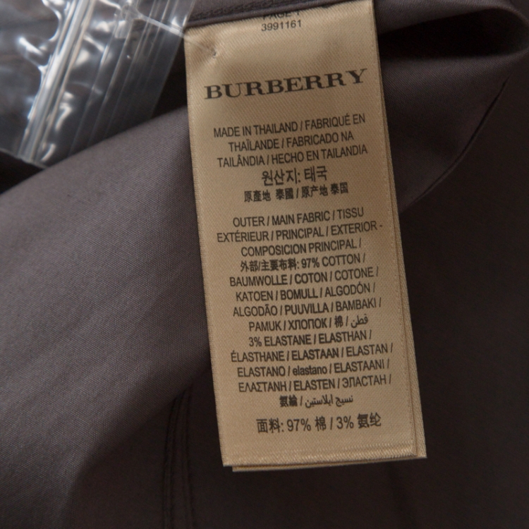 Pre Owned Burberry London Stone Grey Stretch Cotton Button Front Shirt M