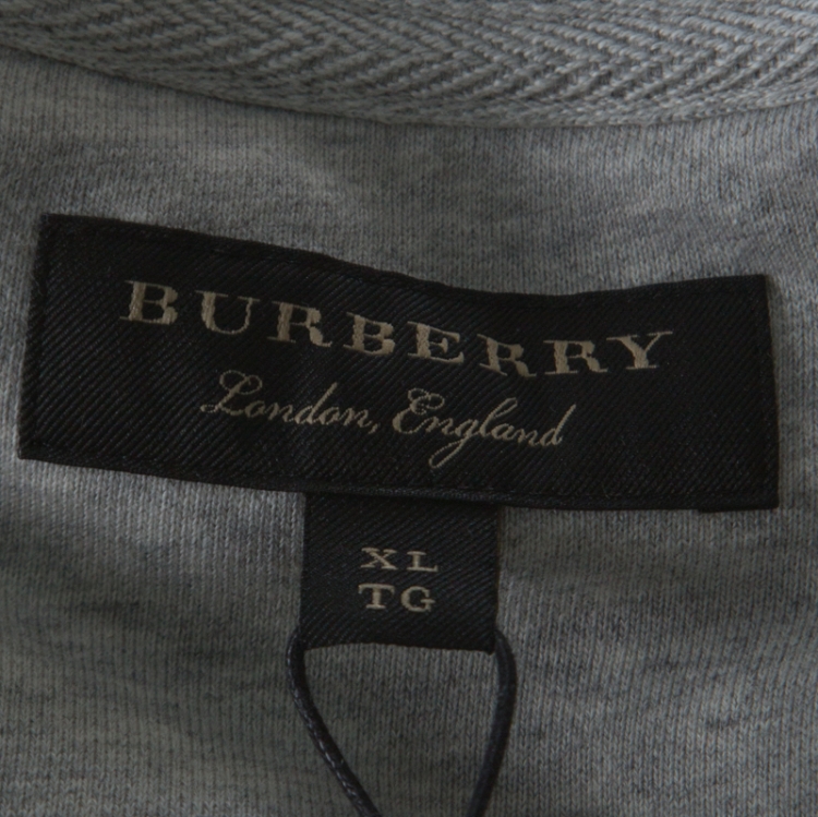 Pre Owned Burberry Grey Knit Embroidered Detail Crew Neck Sweatshirt XL