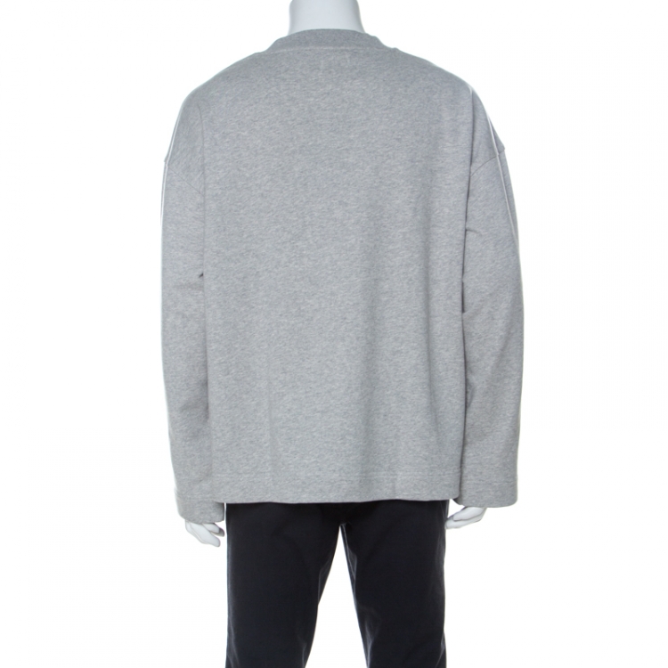 Pre Owned Burberry Grey Knit Embroidered Detail Crew Neck Sweatshirt XL
