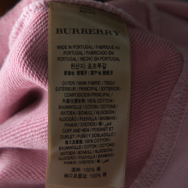 مملوكة مسبقًا Burberry Light Pink Cotton Equestrian Logo Neon Drawstring Detail Hoodie XL