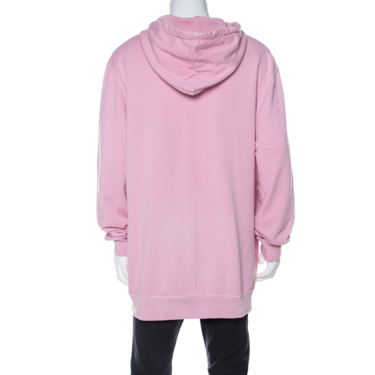 مملوكة مسبقًا Burberry Light Pink Cotton Equestrian Logo Neon Drawstring Detail Hoodie XL