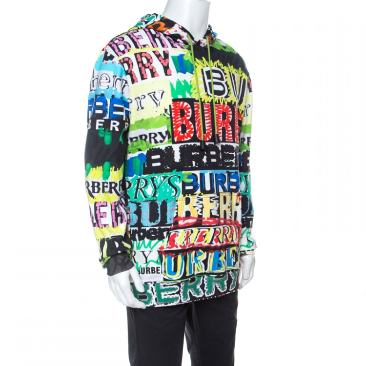Pre Owned Burberry Multicolor Knit Pop Graffiti Sweatshirt Hoodie M